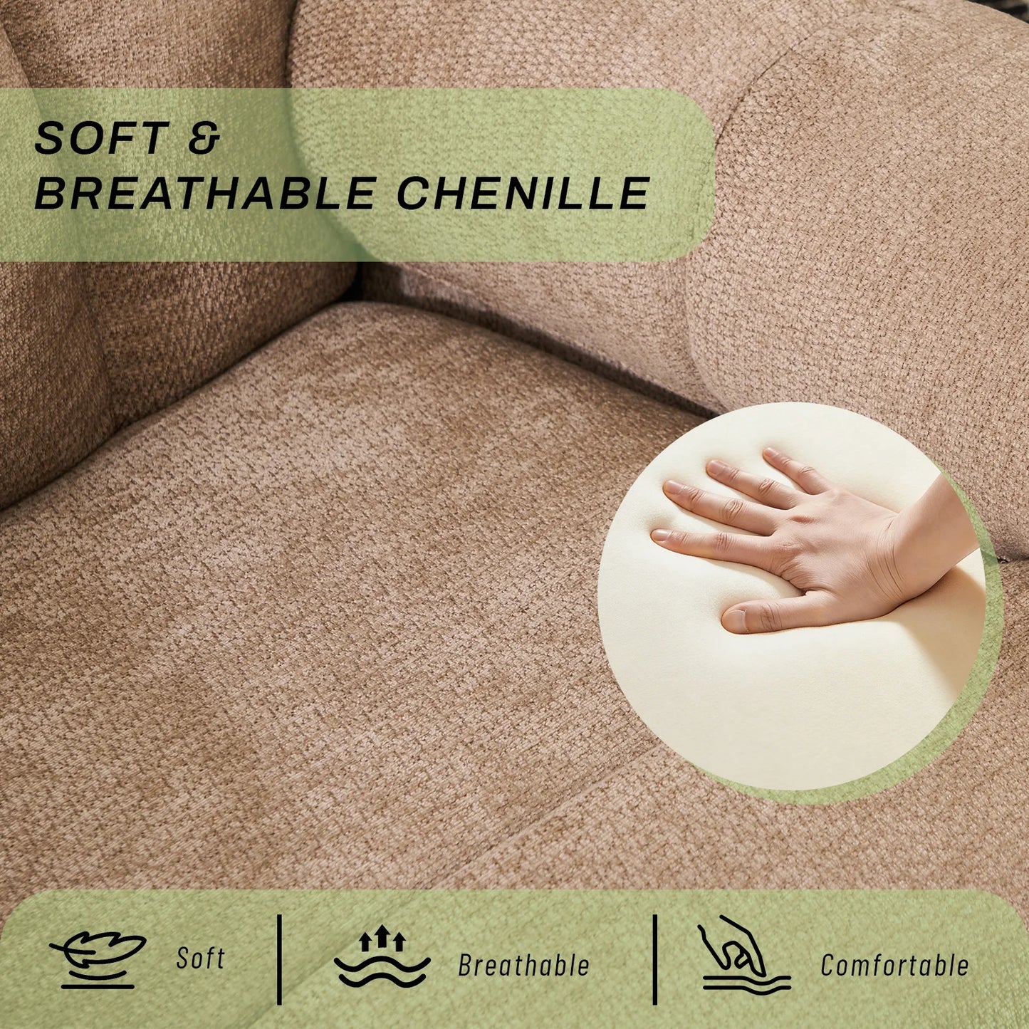 GIFTFIT Rocking Recliner Chair, Modern Glider Recliner Chair, Chenille Fabric Upholstery Recliner, Manual Reclining Sofa Chair for Living Room, Office, Apartment