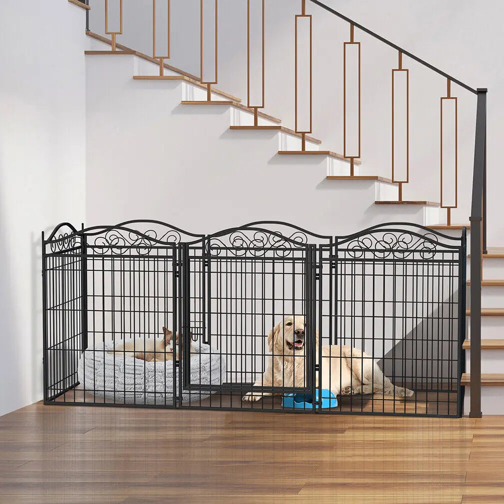 BINGOPAW Heavy Duty Dog Playpen Foldable 8 Panels With Gate
