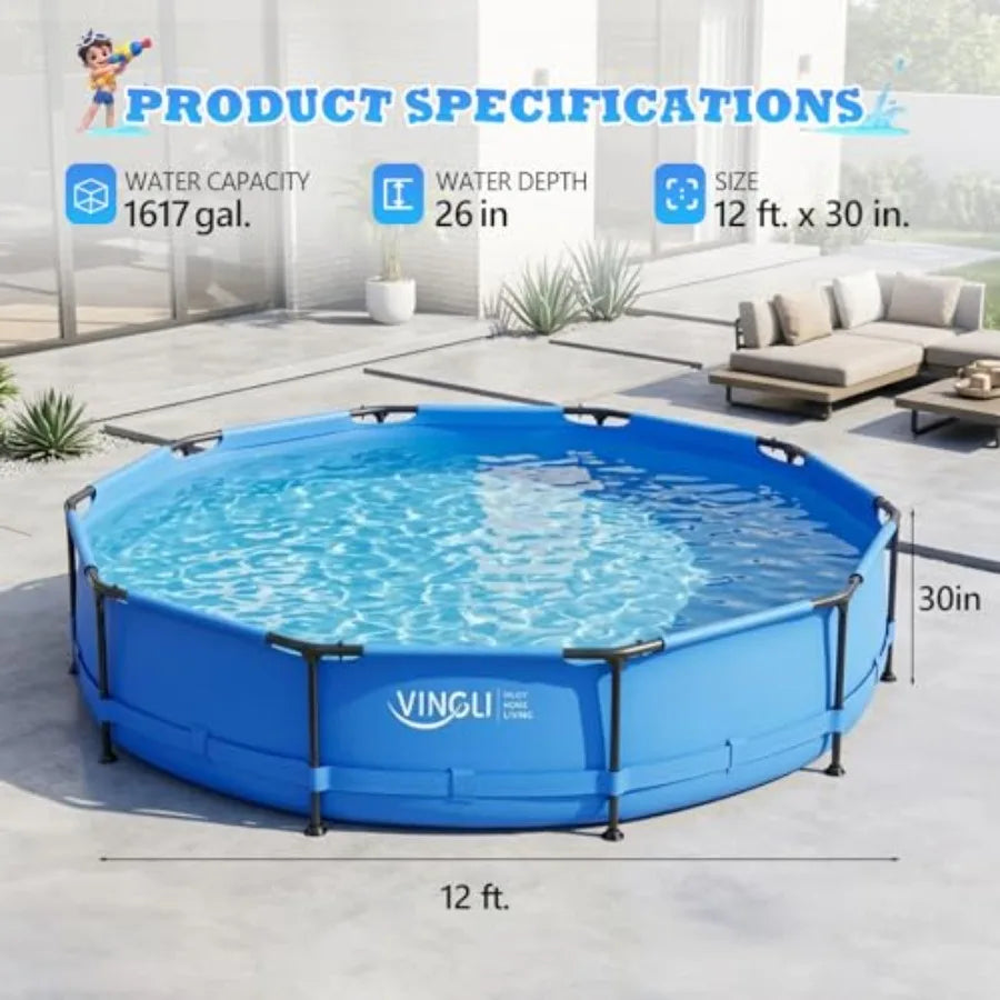 Eco Friendly Portable Round Above Ground Pool With Metal Frame