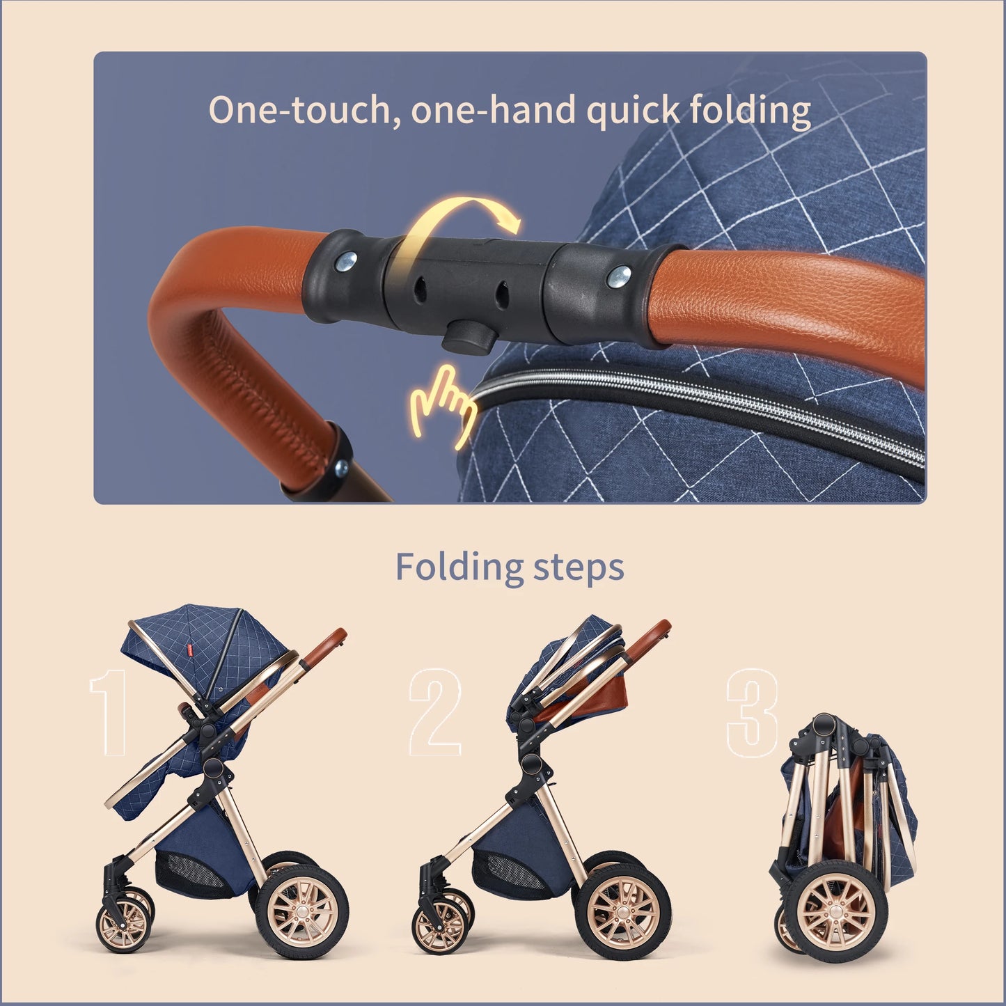 B.childhood All-In-One Luxury Stroller 3-In-1 High Landscape Pram