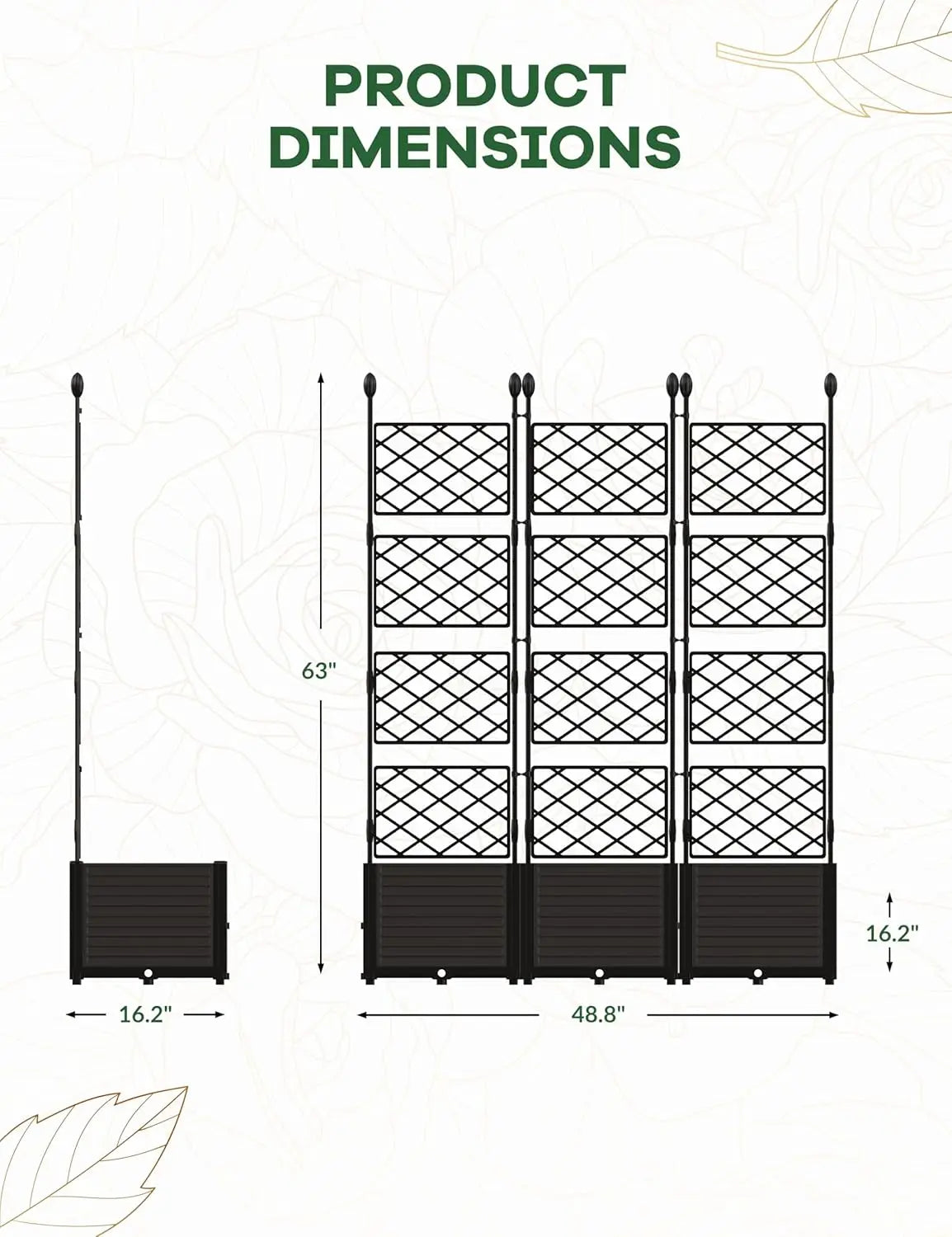 HiMISSH Plastic Plant Box With Metal Trellis Raised Garden Bed