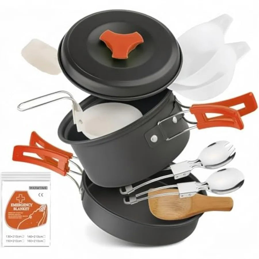 Lightweight Camping Cookware Set Nonstick Pots Pans Utensils