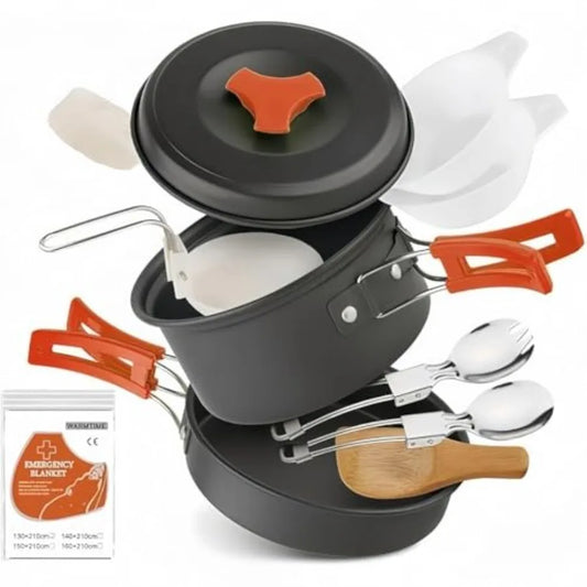 Lightweight Camping Cookware Set Nonstick Pots Pans Utensils