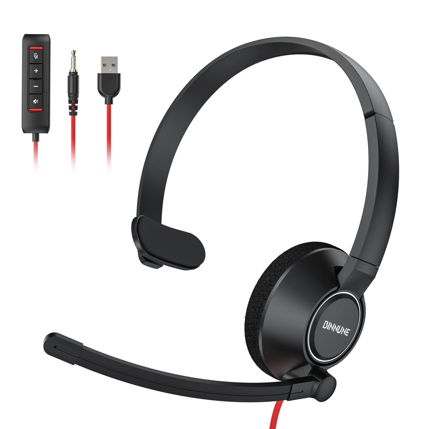 BINNUNE Wired Headset With Noise Cancelling Mic For PC Zoom