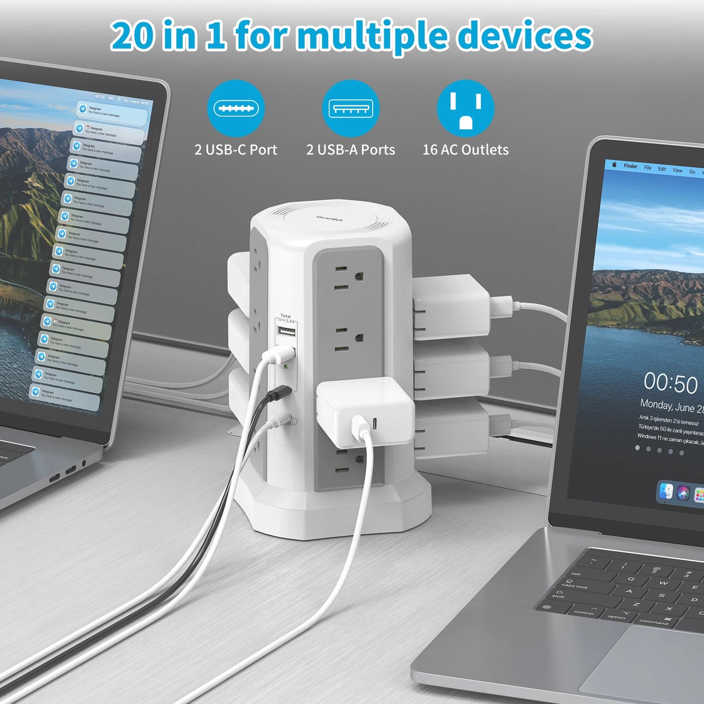 Passus 4-Layer Extension Tower With PD Fast Charging