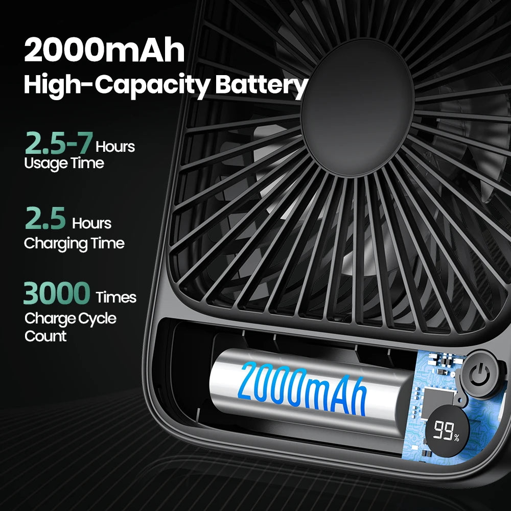 Topk Rechargeable Portable Camping Desk Fan 2000mAh USB