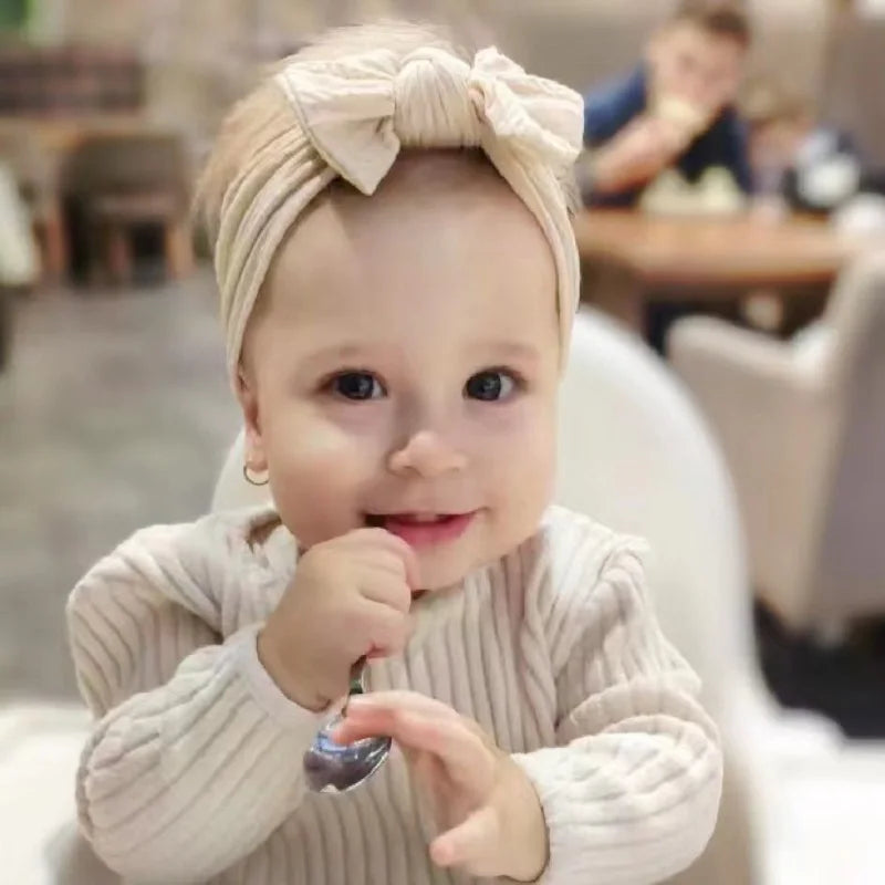 Solid Color Baby Headband Bow Nylon Hair Band Accessories