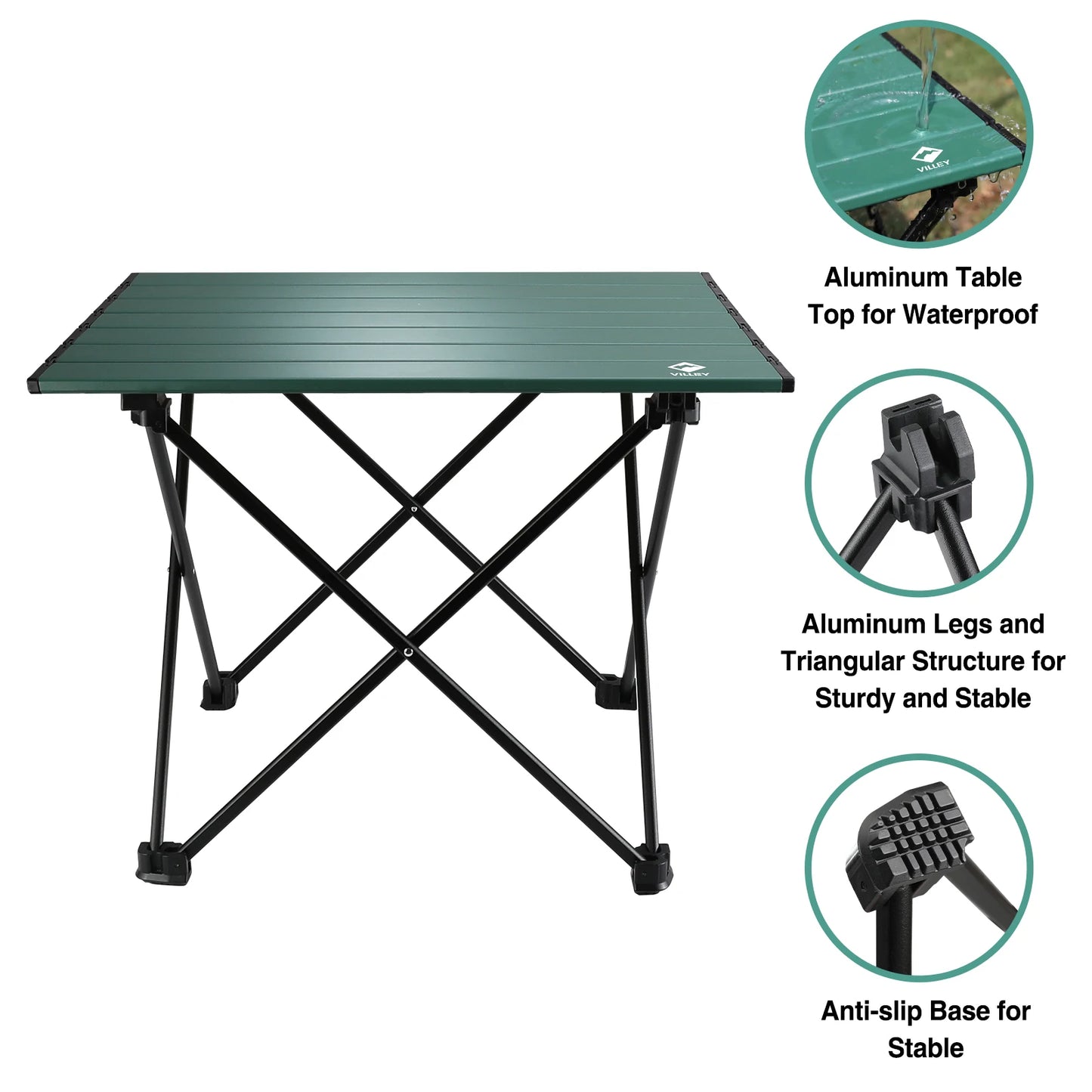 Villey Ultralight Portable Aluminum Camping Side Table With Carry Bag