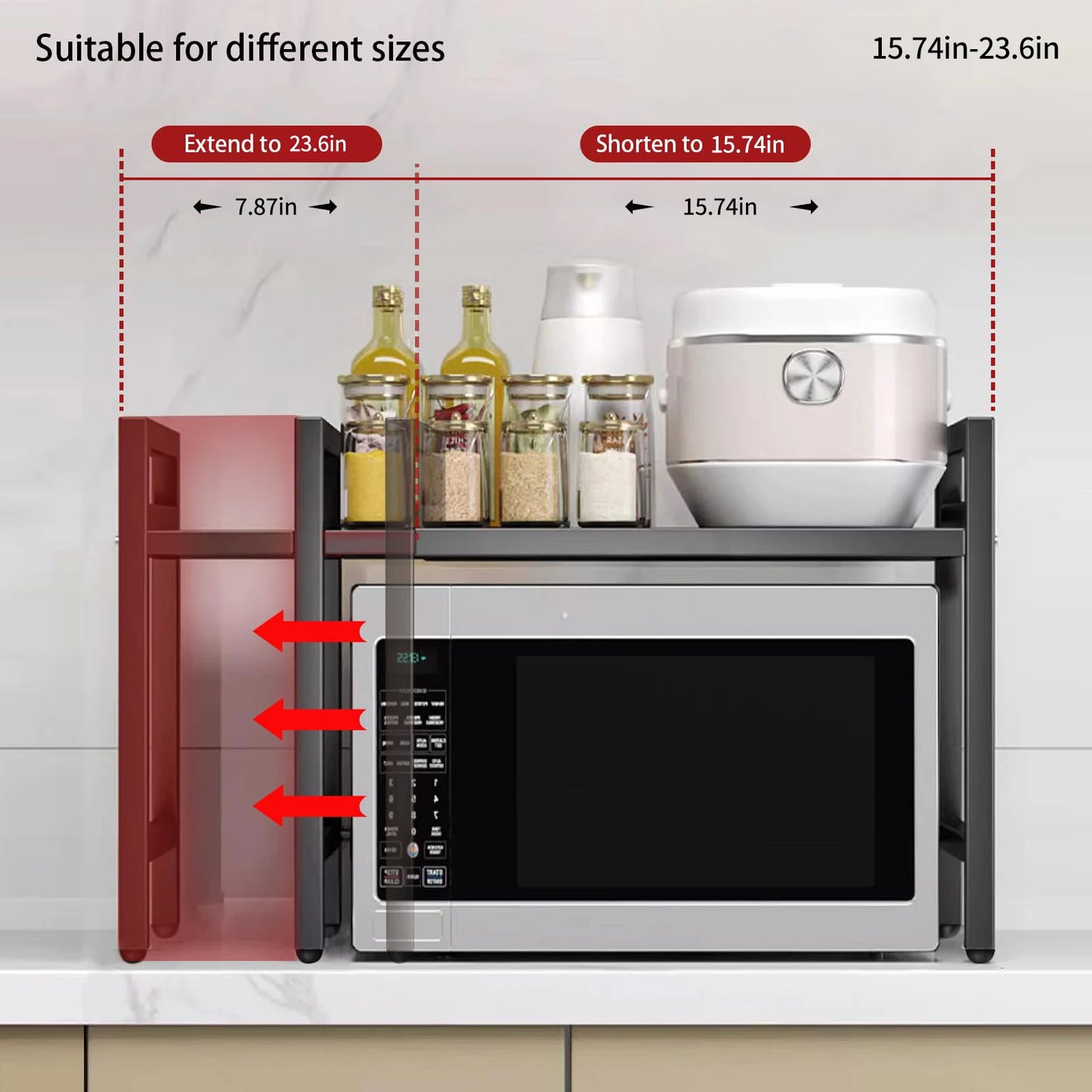 Expandable Microwave Shelf Organizer BKSL Rustproof Moisture Resistant