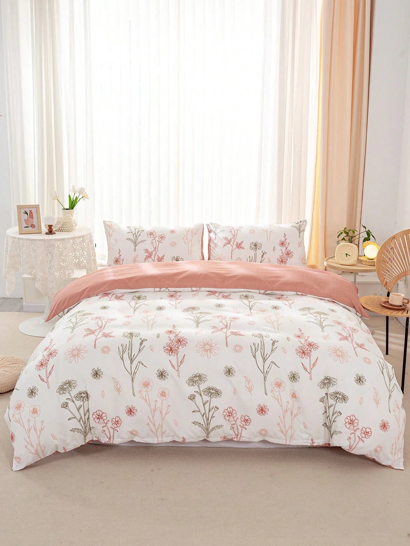 Sweet Wine Printed Quilt Cover Set Three Piece Bedding