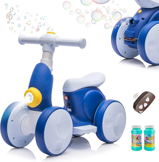 6V Electric Toddler Balance Bike With Bubble Machine Led Lights