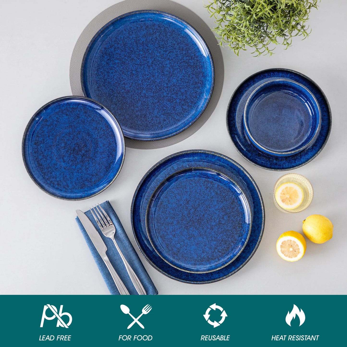 Malacasa Starry Stoneware Dinnerware 12 24 Piece Set Reactive Glaze