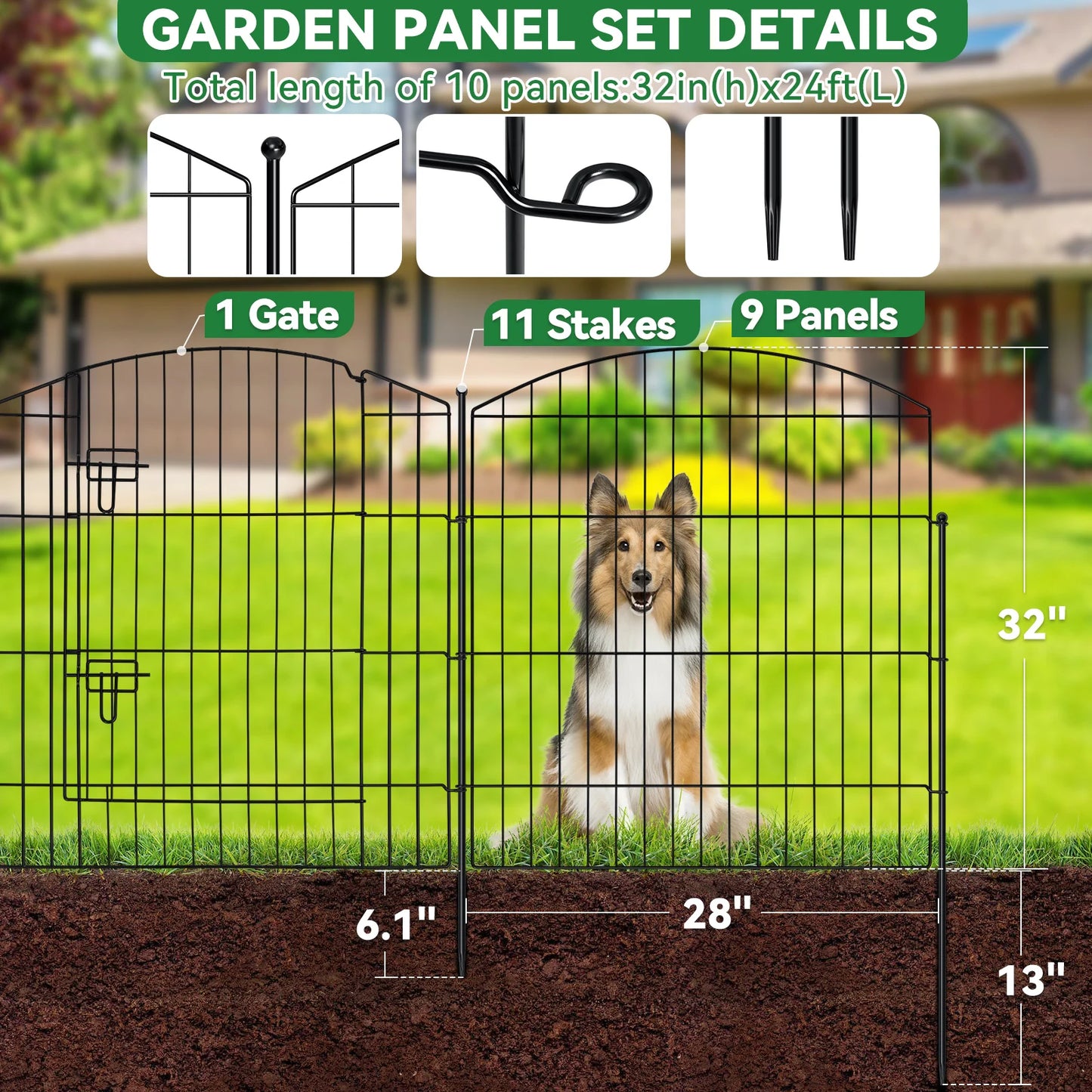 Decorative Garden Fence With Gate Temporary Dog Fencing Outdoor