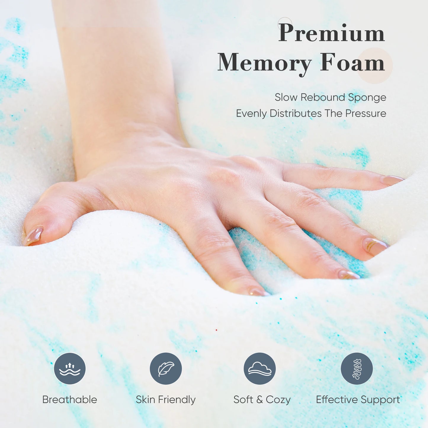 JHK Gel Memory Foam Mattress Topper Bed Comfort And Cooling