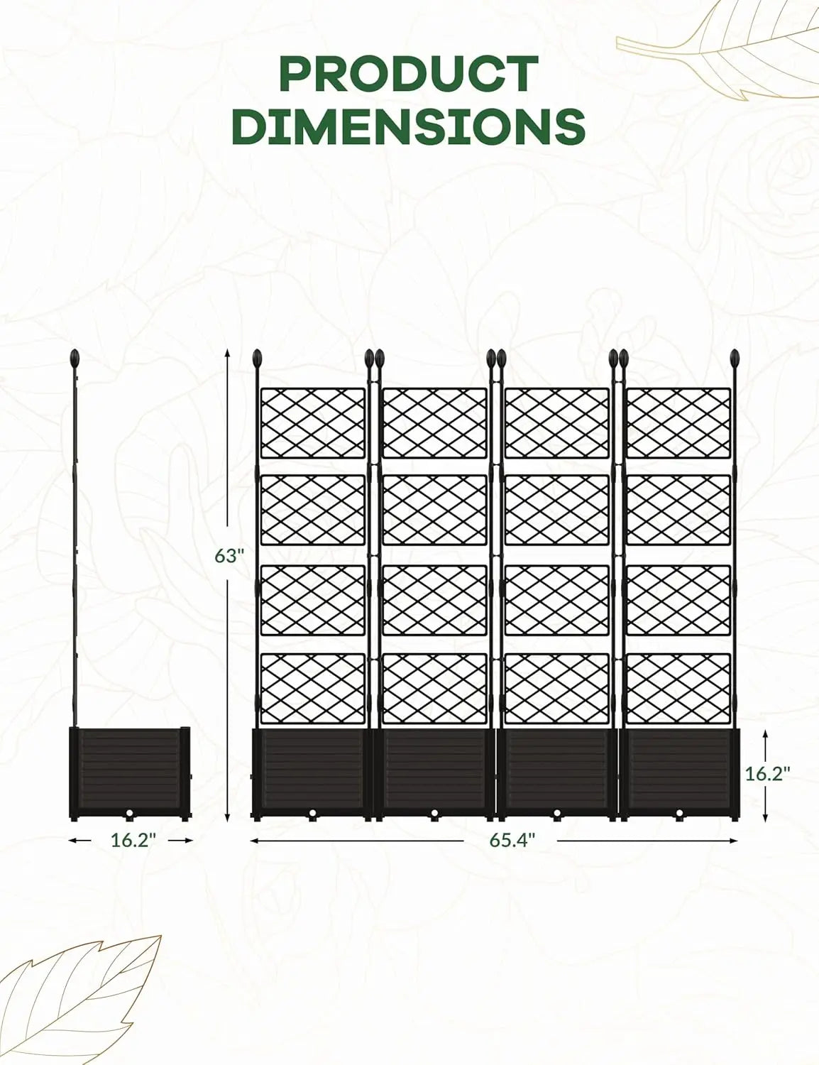 HiMISSH Plastic Plant Box With Metal Trellis Raised Garden Bed