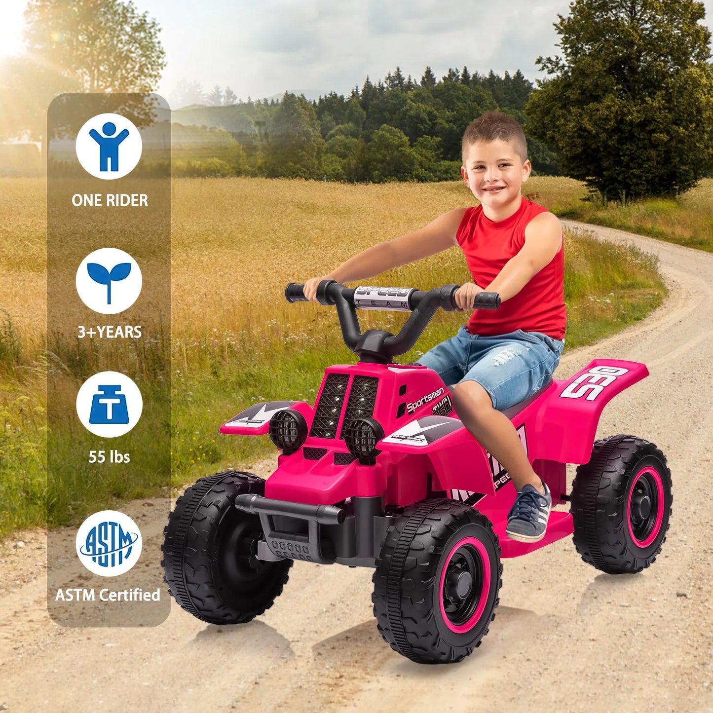 Acekool 6V Kids Electric ATV Ride On With Training Wheels