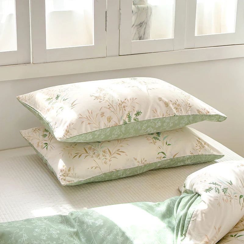 Tea Themed Plant Print Quilt Cover Set All Seasons Three Piece Ultra Soft
