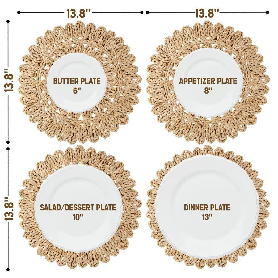Corn Husk Round Placemats Set Of 6 For Dining Table