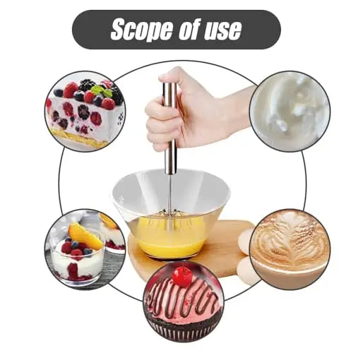 Manual 4 Speed Handheld Blender Stainless Steel For Mixing Whisking
