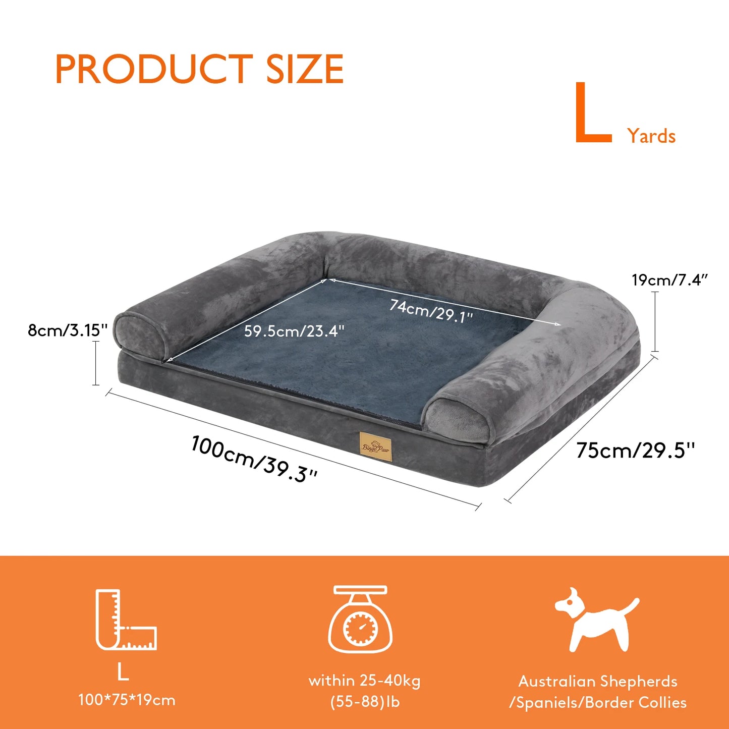 BINGOPAWCN Orthopedic Dog Bed With Removable Washable Cover