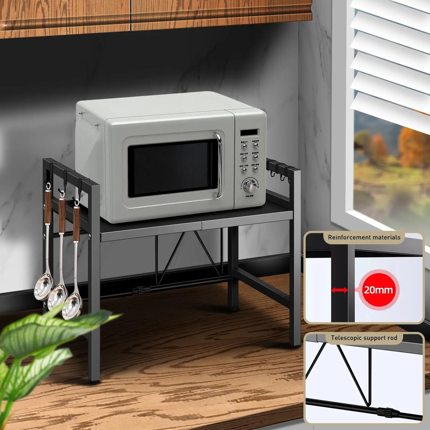 Expandable Microwave Shelf Organizer BKSL Rustproof Moisture Resistant