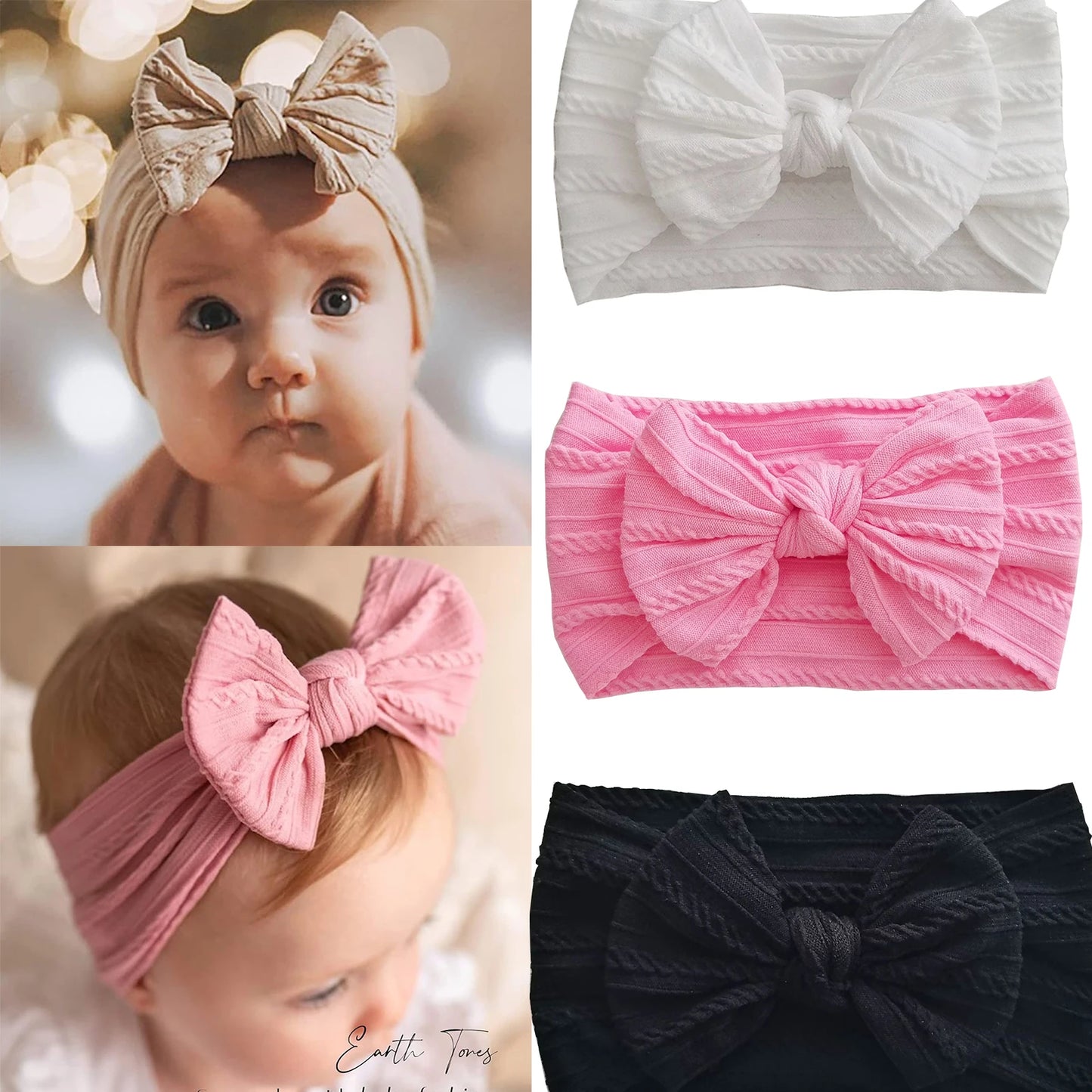 Solid Color Baby Headband Bow Nylon Hair Band Accessories