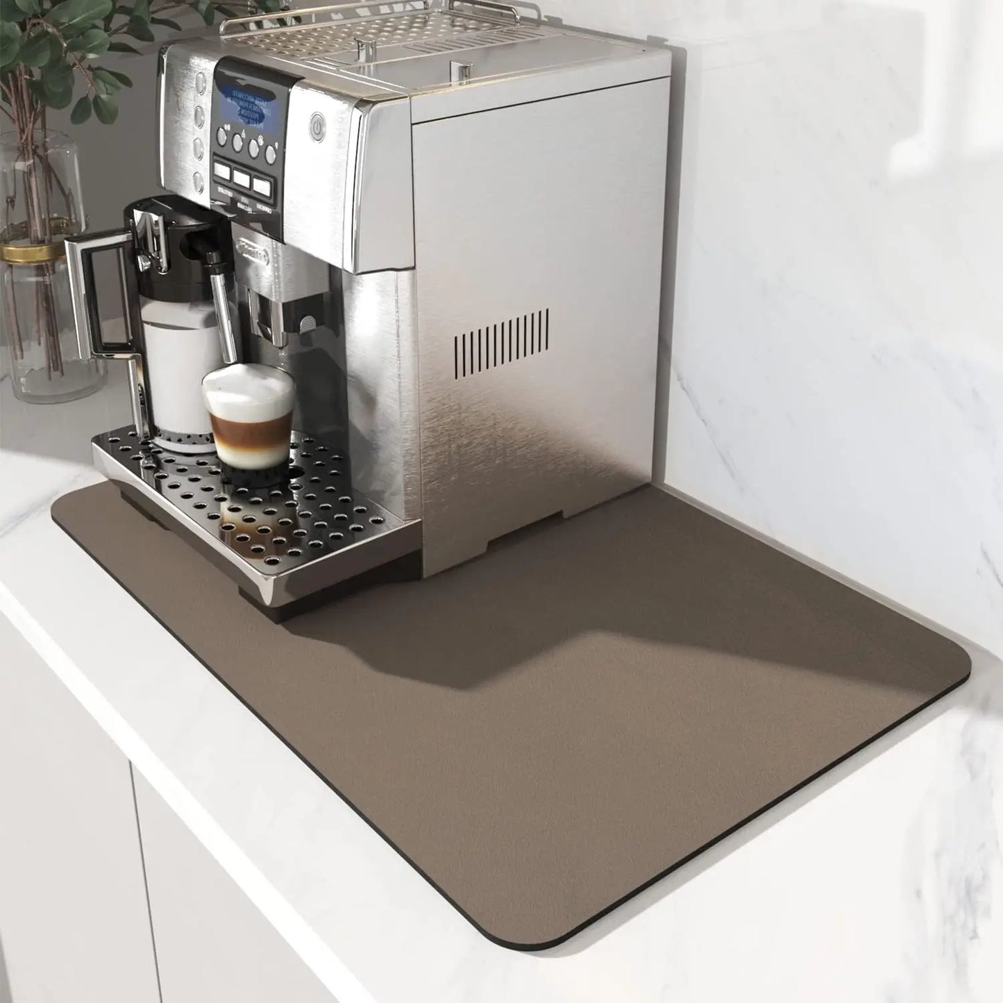 Water-Absorbent Dish Drying Mat With Rubber Backing For Kitchen
