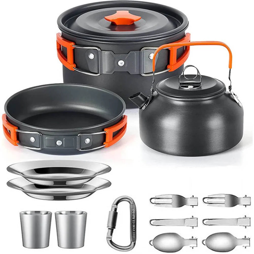 LISM Camping Cookware Set Teapot For 2-3 People Nonstick Pots