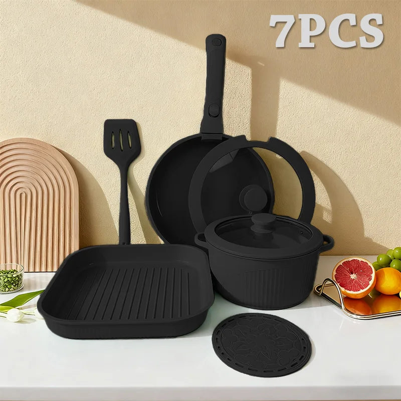 Pots And Pans Set Nonstick Detachable Handle Induction Oven Safe