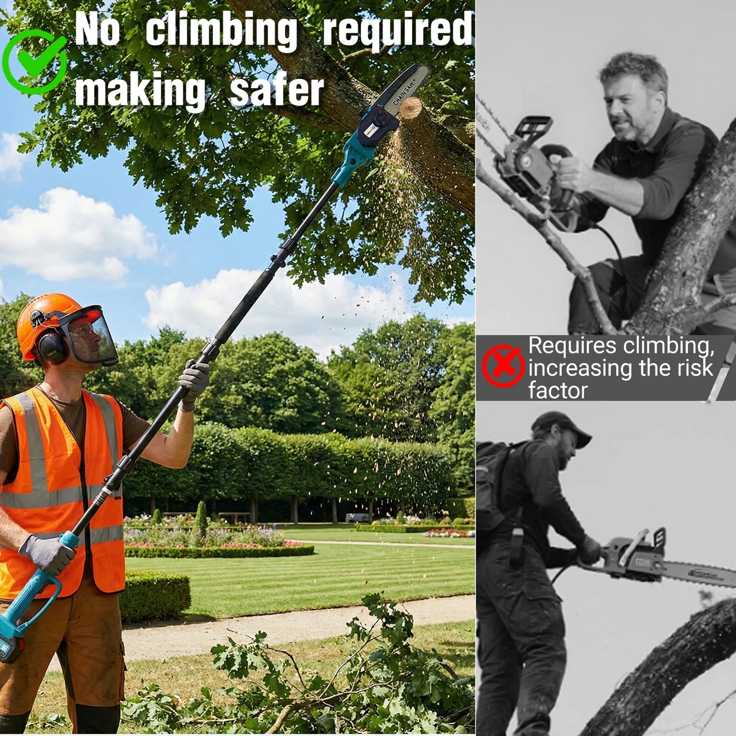 Two In One Cordless Pole Saw And Mini Chainsaw With Extension Pole