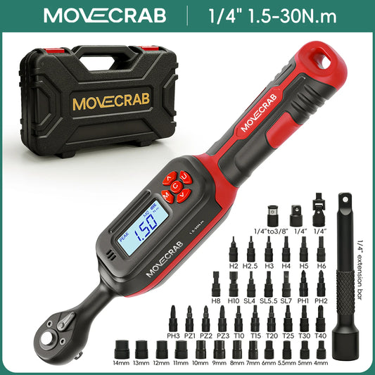 MoveCrab Digital Torque Wrench With 40 Socket Set LED Display