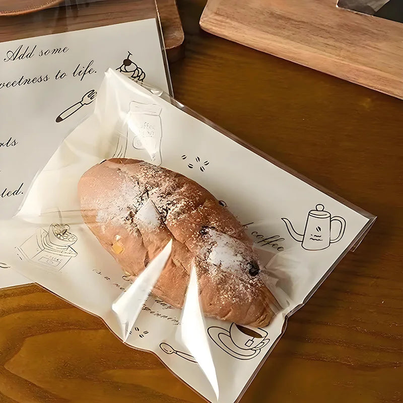 Transparent Food Storage Bags Cartoon Bakery Design