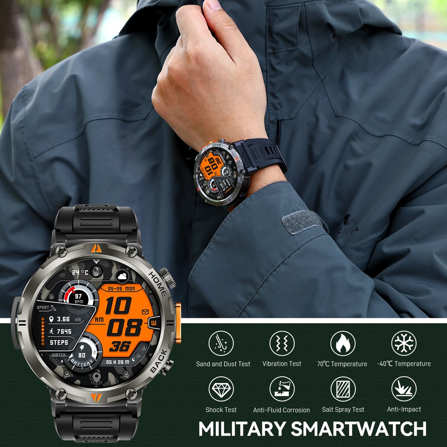 EIGIIS KE3 Smartwatch Bluetooth Call With Heart Rate Monitor