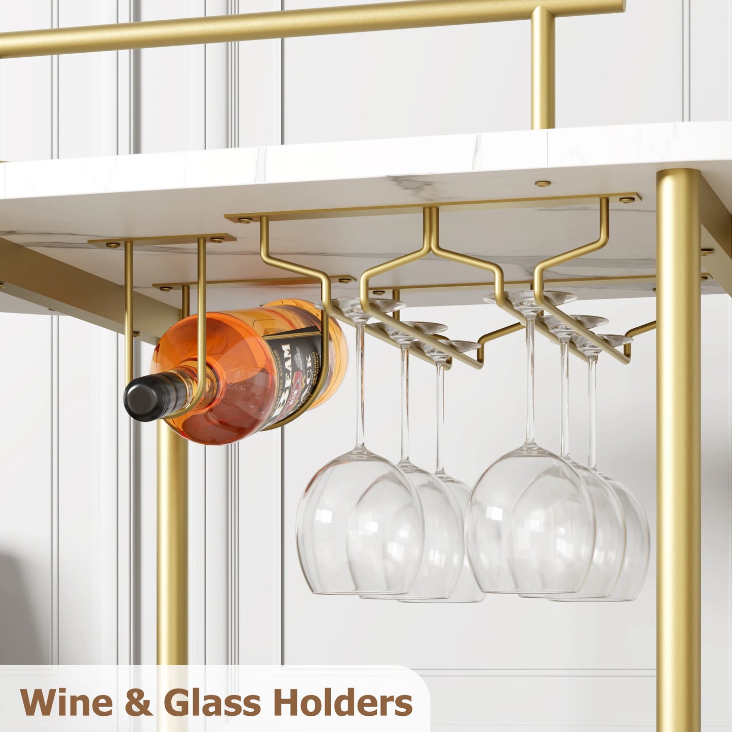 TWISTER.CK Bar Carts Four Tier Storage Shelves With Wine Rack