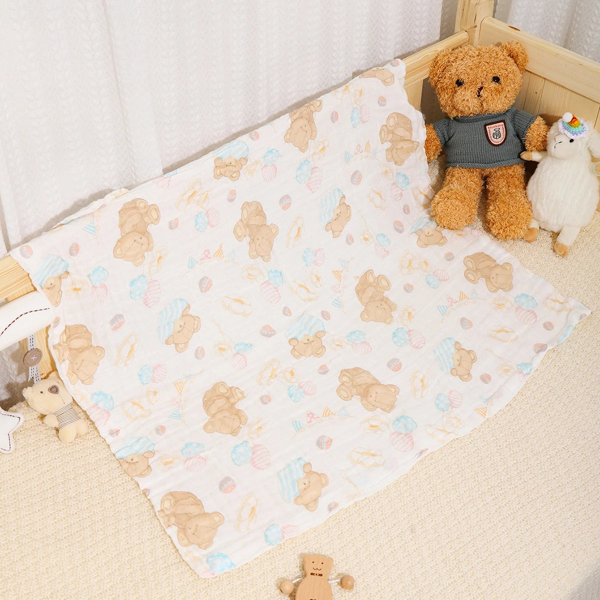 Unisex Cotton Baby Bath Towel and Gauze Washcloth Set for Newborns
