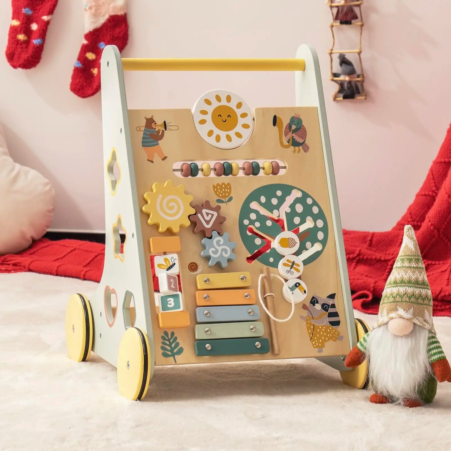 Robotime Robud Wooden Baby Walker With Activity Center and Storage