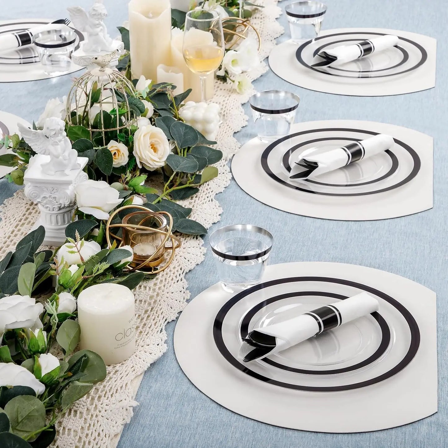 Plastic Dinnerware Set 350 Pieces With Plates Cups Napkins