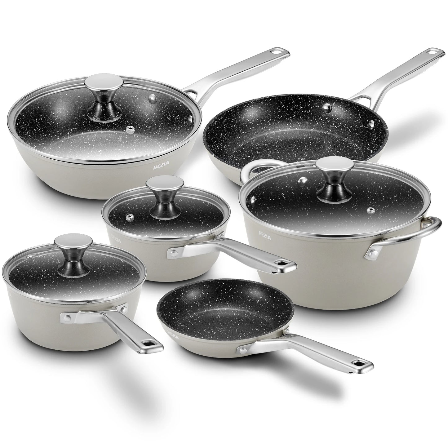 Bezia Induction Cookware Nonstick Pots and Pans Set
