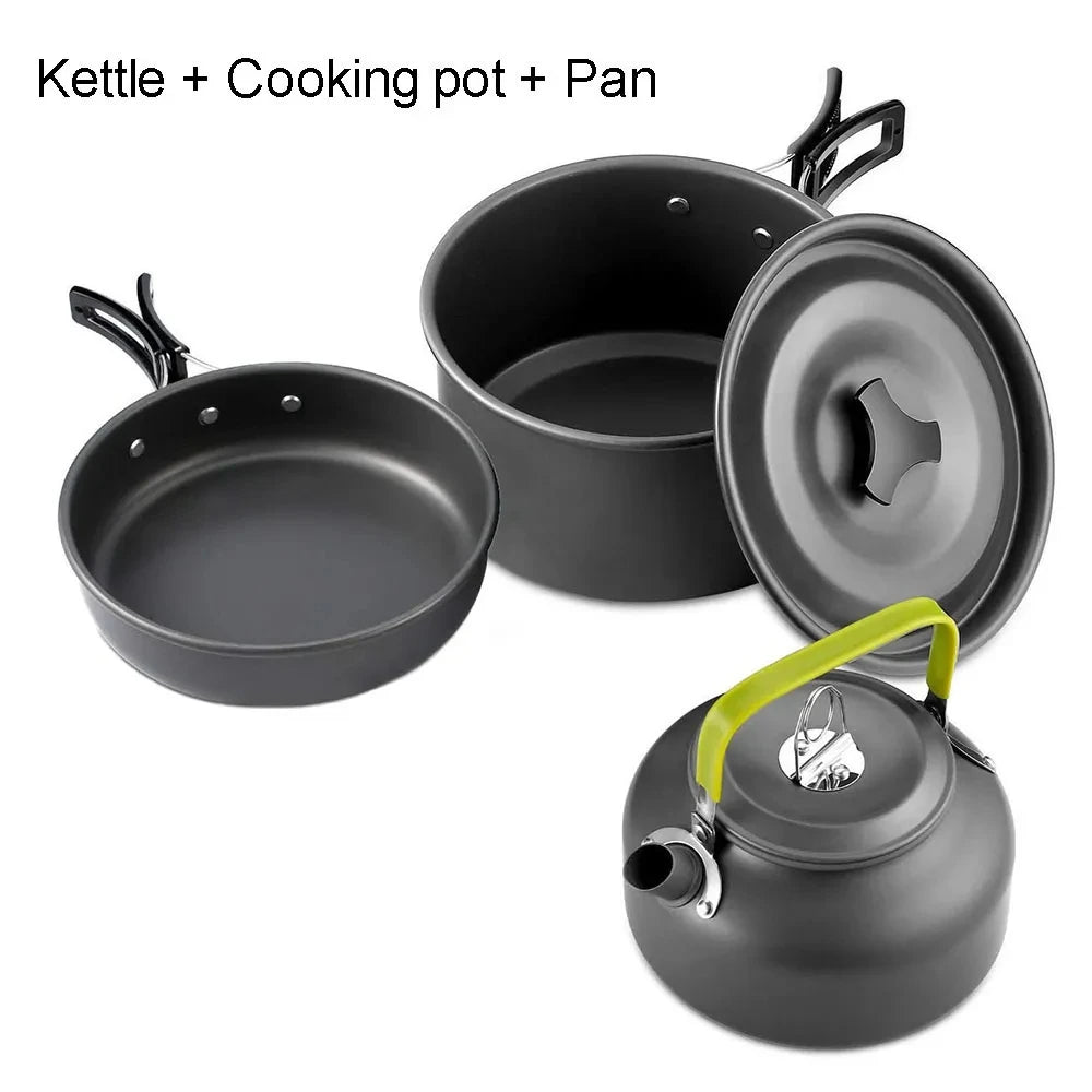 LISM Camping Cookware Set Teapot For 2-3 People Nonstick Pots