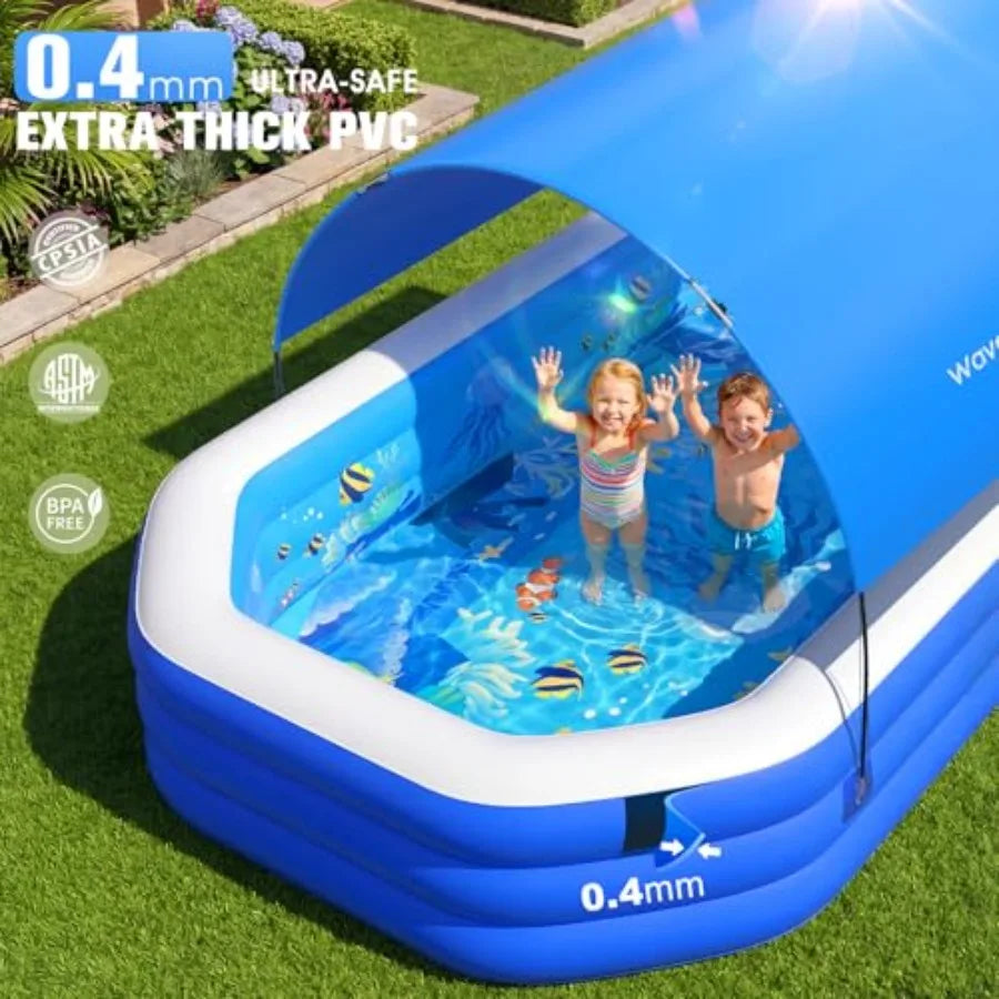 Backyard Inflatable Pool For Kids And Adults With Canopy Built In
