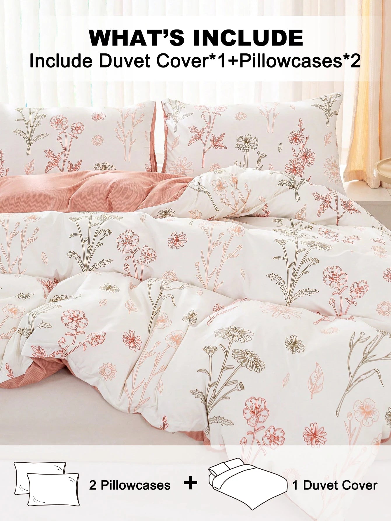 Sweet Wine Printed Quilt Cover Set Three Piece Bedding