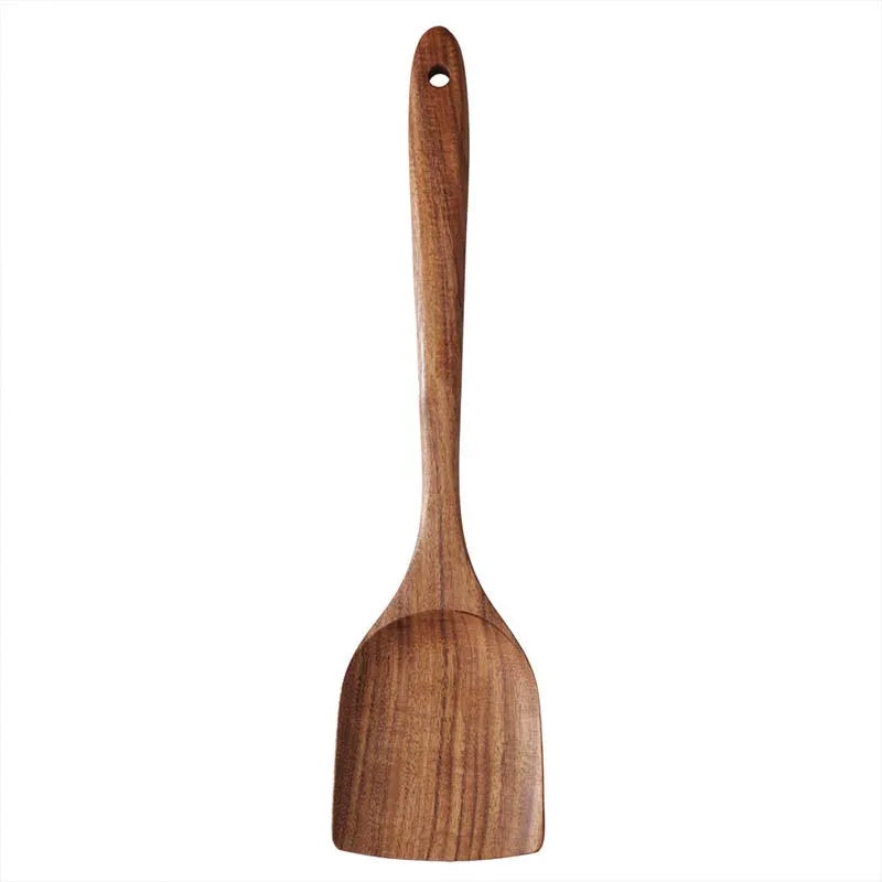 Wooden Utensil Set 5 Pieces With Hanging Holes Non Toxic Kitchen Tools