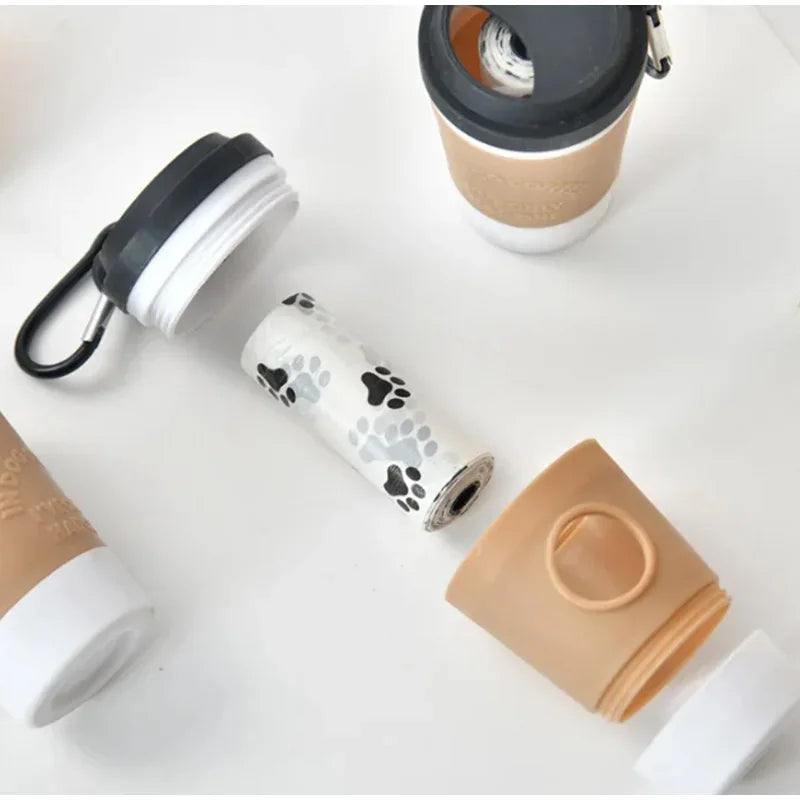 Portable Dog Poop Trash Can Dispenser With Coffee Cup Design