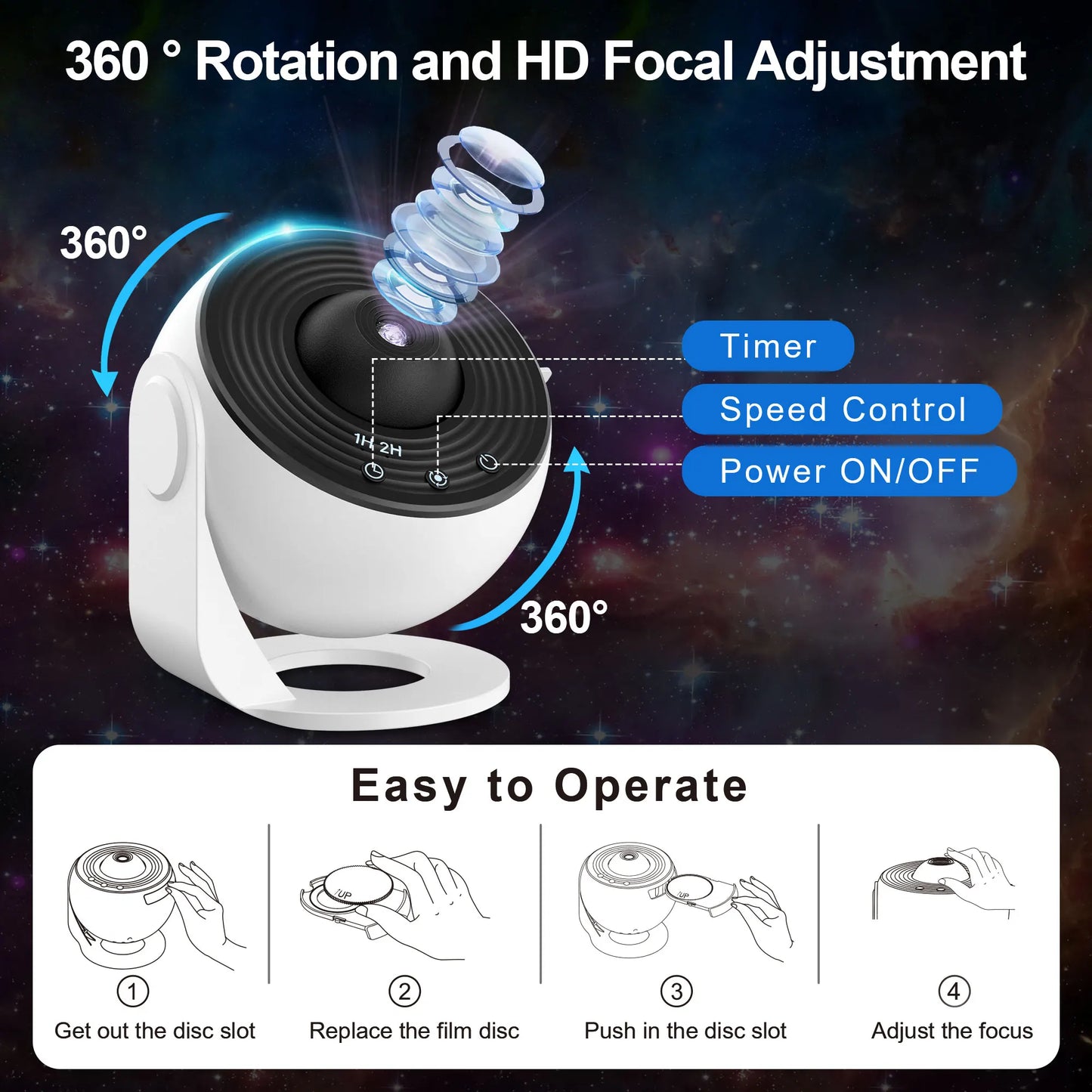 Mexllex 13 In 1 Galaxy Star Projector LED Night Light With 13 Discs