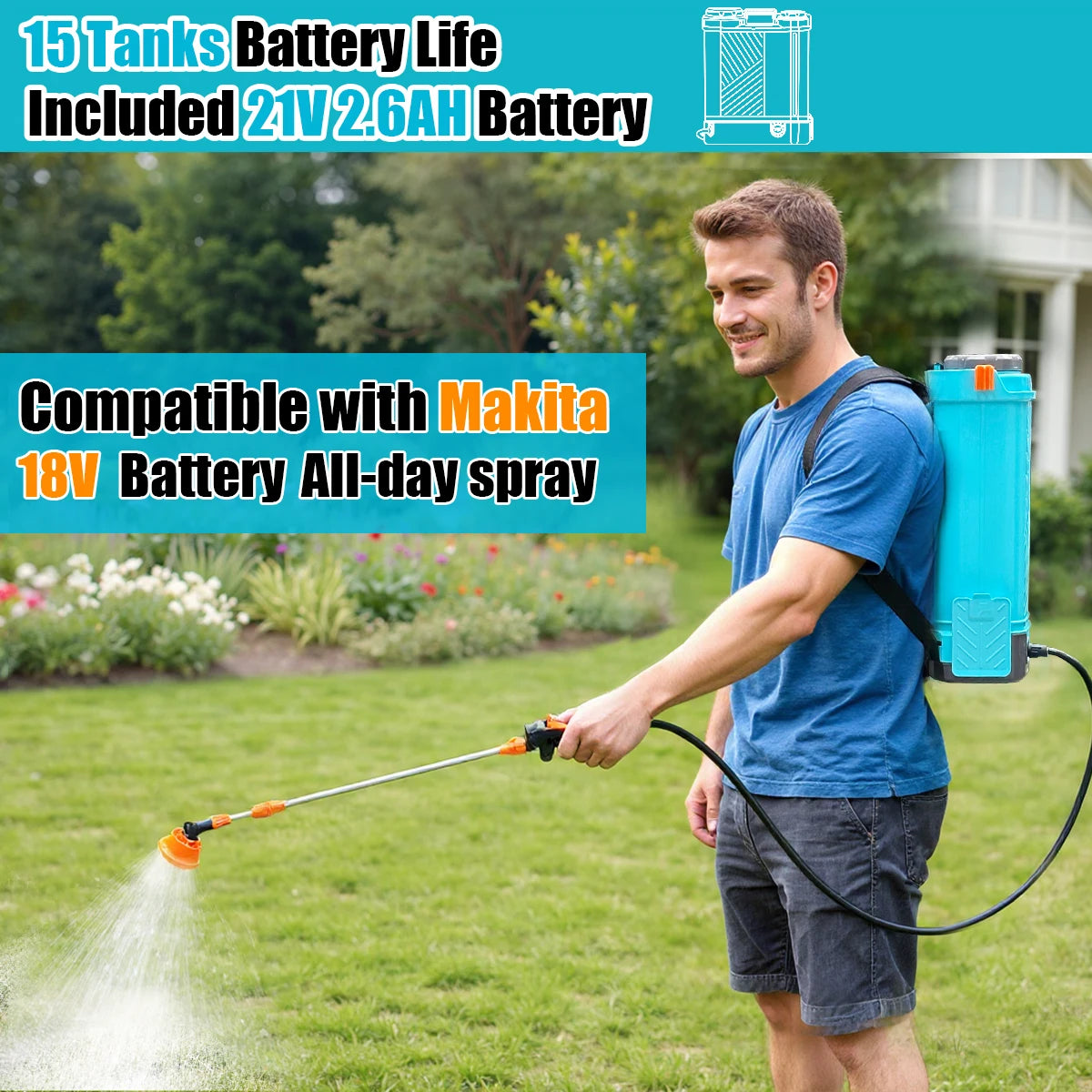 Electric Battery Powered Backpack Garden Sprayer With Charger