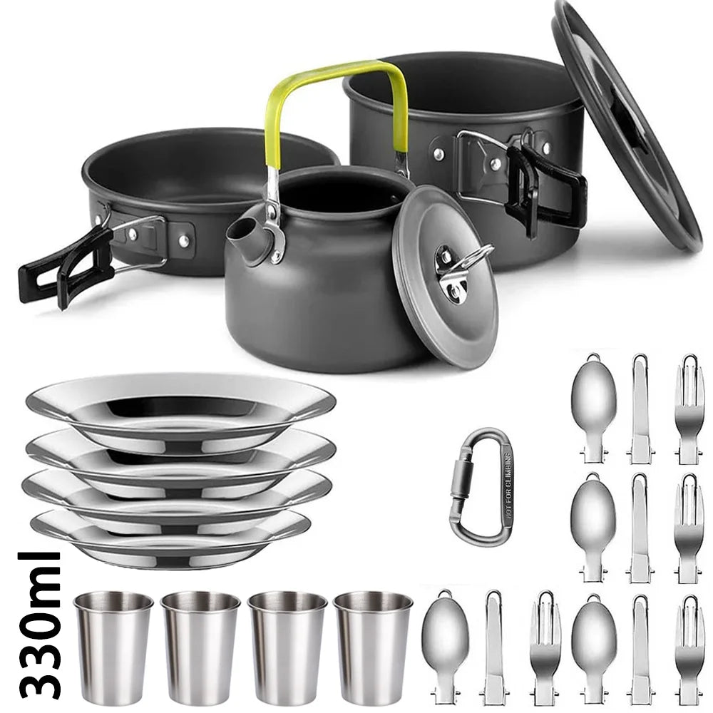 LISM Camping Cookware Set Teapot For 2-3 People Nonstick Pots