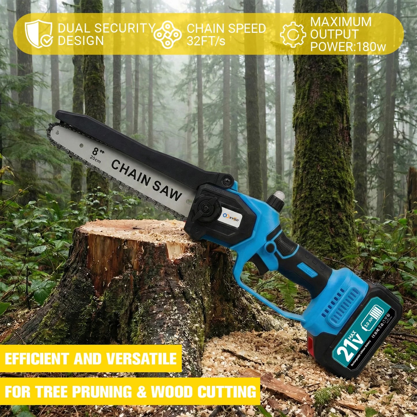 Two In One Cordless Pole Saw And Mini Chainsaw With Extension Pole