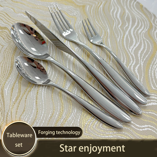 NONEDinnerware Stainless Steel Flatware Set Mirror Polished Heavy Duty