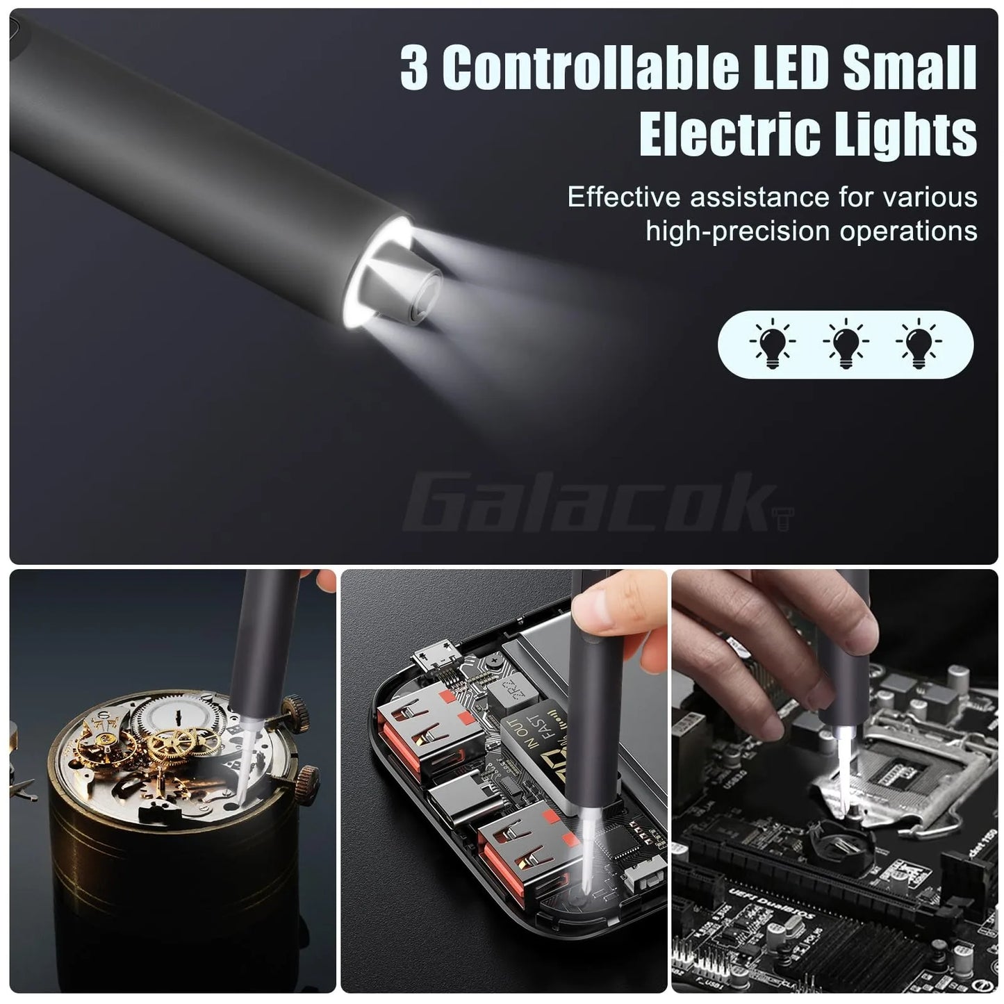 Galacok 49-In-1 Precision Electric Screwdriver Set Magnetic Bits