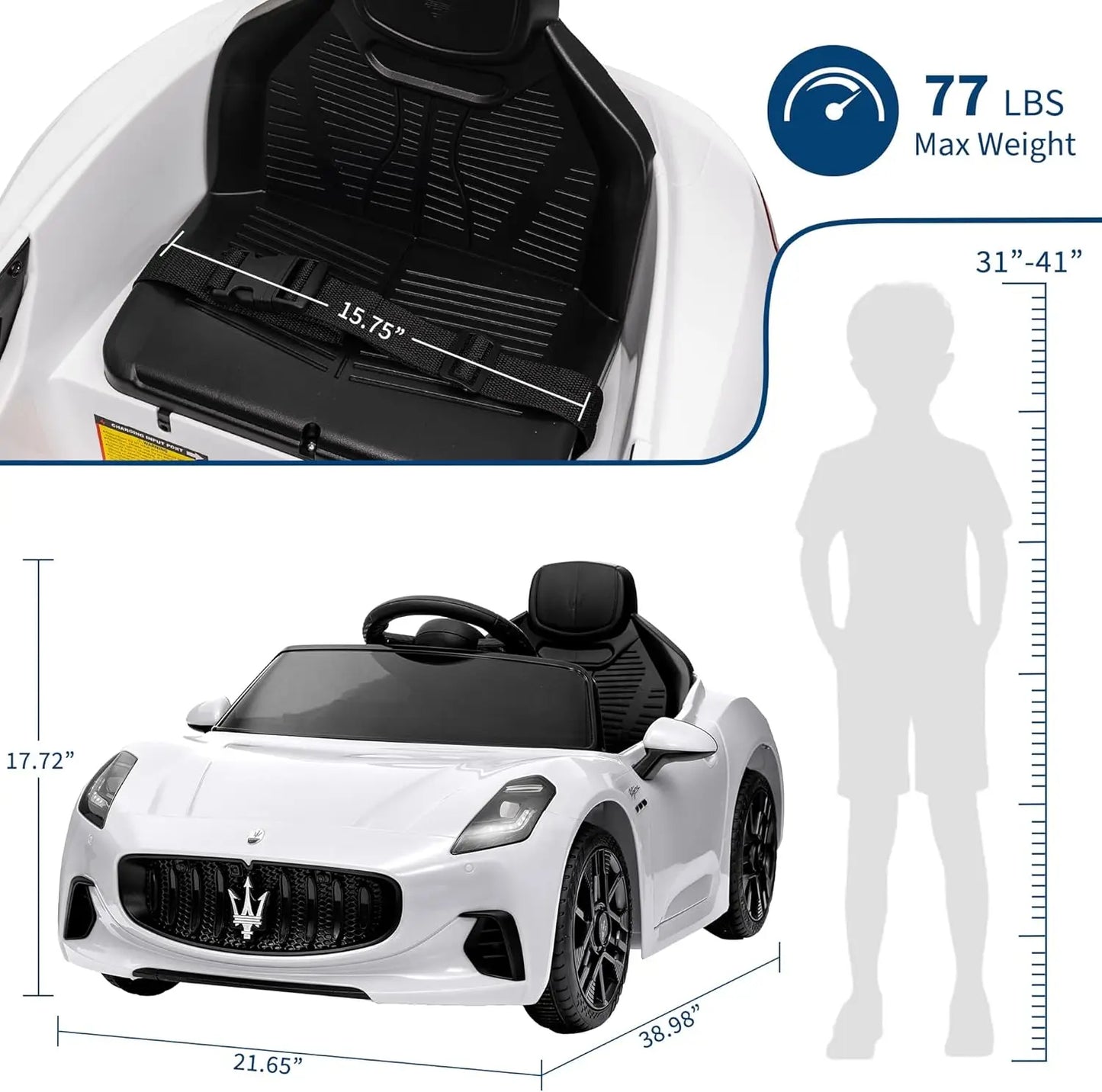 HiMISSE 12V Kids Electric Ride On Car With Remote Control